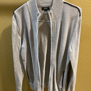 Alfani Men's Zip-Front Baseball Collar Cotton Sweater Jacket, Light Gray, M